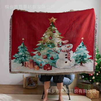 Christmas Blanket Festive Red Decorative Blanket Knitted Sofa Bed Blanket Office Lunch Break Small Blanket Photography Background Blanket