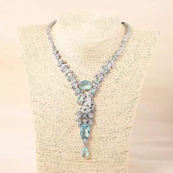 European and American leopard retro design high-grade necklace daily matching temperament jewelry trendy micro inlaid zircon factory direct sales