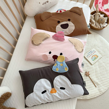 Class a Yarn-Dyed Cotton Kidsren's Knitted Cotton Pillowcase Baby Kindergarten Cartoon Cute Pillowcase Pillow Leather 30_50