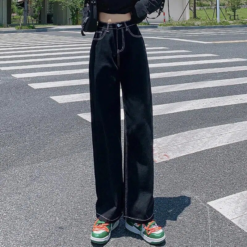 High Waisted Womens Jeans Loose Fit Straight Leg Casual Style Spring Collection Wholesale Available
