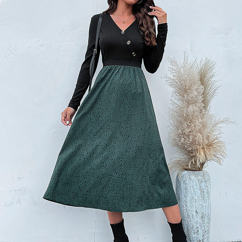 Color Block Long Sleeve Dress Womens Fashion Autumn Winter Style Casual or Party Wear Wholesale Available