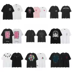 Cross-Border Trend Brand Chrome Hearts New Arrival Sanskrit Horseshoe Print Minimalist Versatile Short-Sleeve T-Shirt Ready Stock