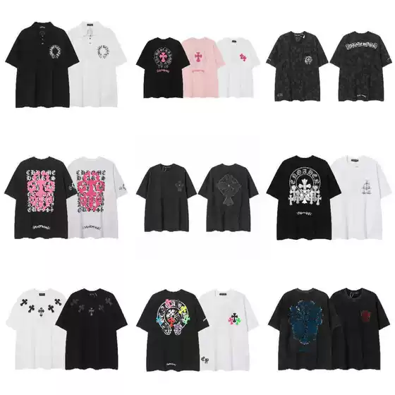 Cross-Border Trend Brand Chrome Hearts New Arrival Sanskrit Horseshoe Print Minimalist Versatile Short-Sleeve T-Shirt Ready Stock
