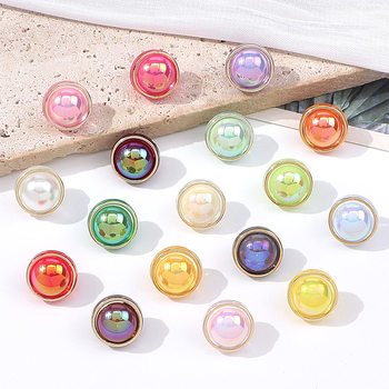 Factory Direct Sales In-Stock Acrylic Plated Double-Tone Buttons Colorful Shirt Buttons Hand-Sewn Buttons Children's Buttons Plastic Buttons