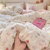 Class a Fresh Style Washed Cotton Double-Layer Yarn Four-Piece Set Children's Cartoon Dormitory Pure Cotton Duvet Cover 0.9 Fitted Sheet Three-Piece Set