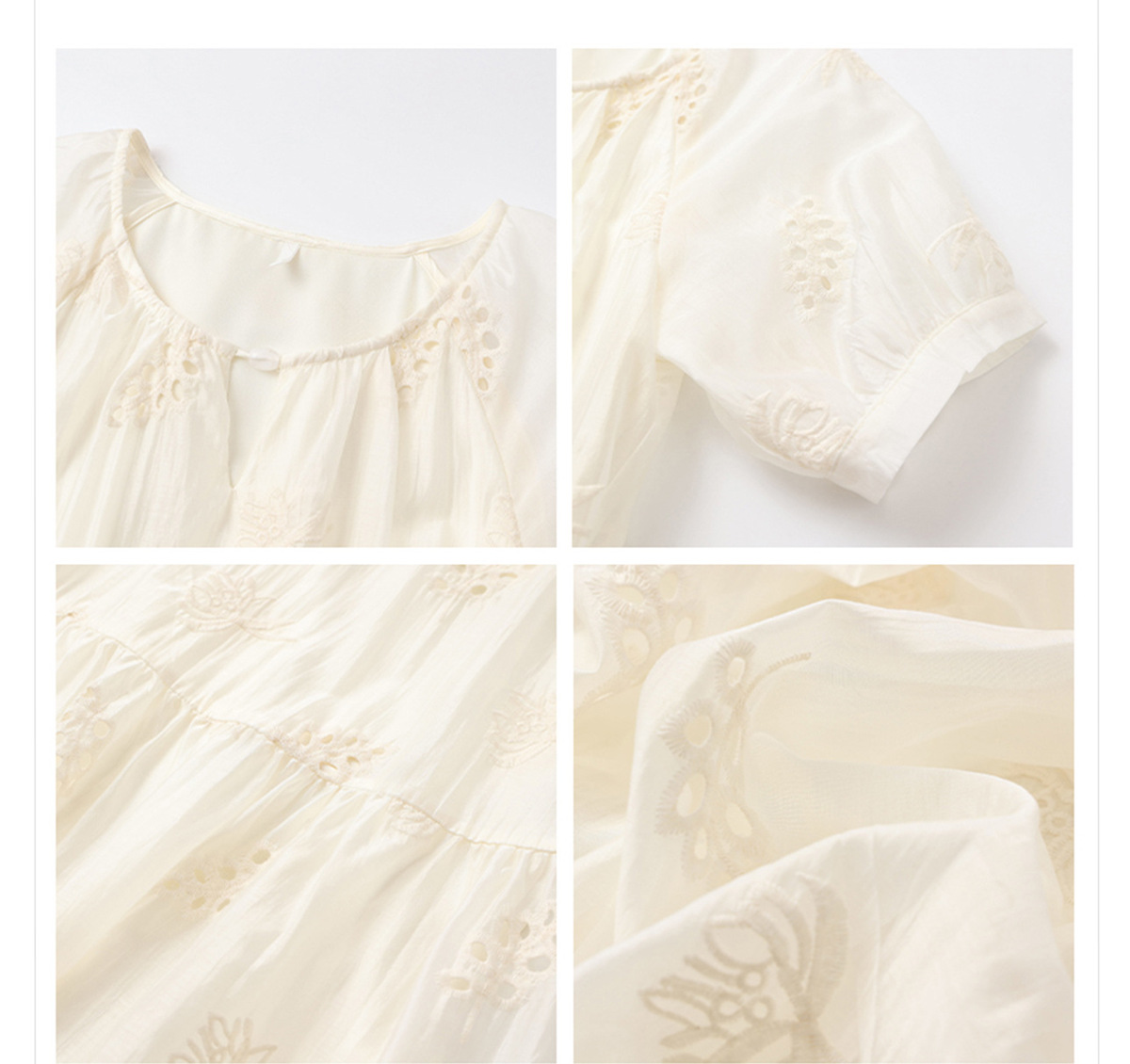 Đầm nữ dáng suông cổ tròn tay ngắn chất tencel mềm mại — Màu mơ sữa (cấp trong ngày), Màu mơ sữa (giao hàng trong 7 ngày)
