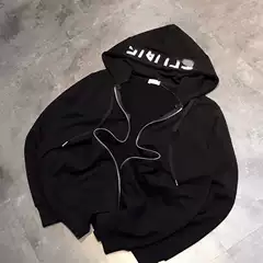 Jimo Sweatshirt Cel Trendy Brand Printed Zipper Sweatshirt Jacket Terry Hooded Top Simple Old Money Style Men and Women