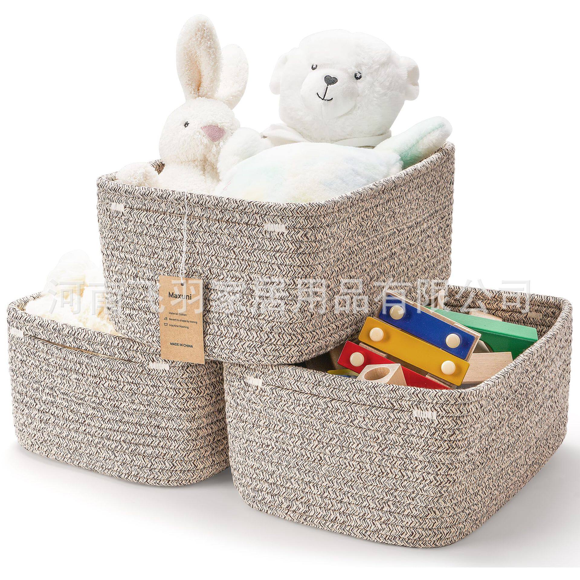 Source Manufacturer Square Cotton Rope Small Basket Holiday Gift Basket Family Small Items Storage Basket Square Bottom Small Basket
