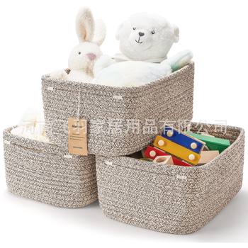 Source Manufacturer Square Cotton Rope Small Basket Holiday Gift Basket Family Small Items Storage Basket Square Bottom Small Basket