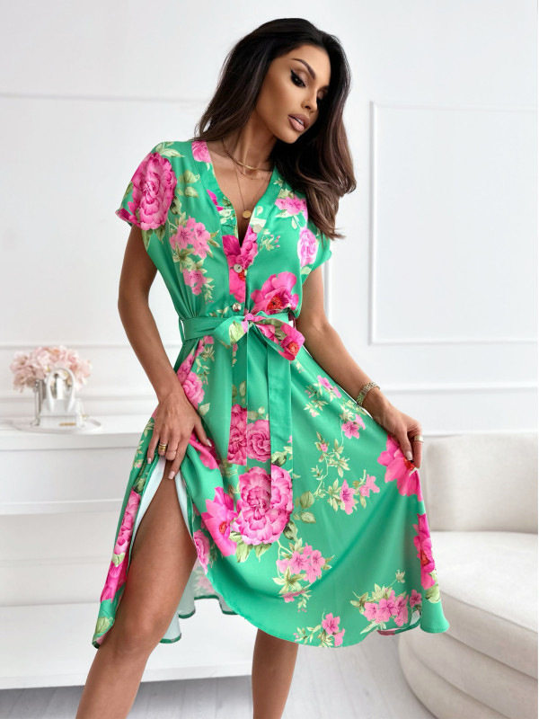 Casual Summer Dress Lightweight Fabric Floral Print Sleeveless Perfect for Beach or Party Ready to Ship