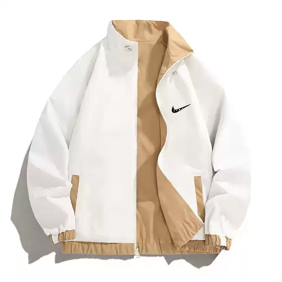 2025 New Cross-border Stand Collar Reversible Jacket Spliced Bomber Outdoor Windbreaker Two-sided Jacket