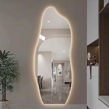 Trendy Instagram-Style Led Lighted Dressing Mirror Cloud Floor-Standing Irregular Mirror Bedroom Dormitory Full-Length Mirror