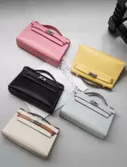 Half-Waxed Thread, Half-Hand-Stitched Kelly Swift First-Layer Cowhide Clutch Bag with Chain Strap for Shoulder and Crossbody Wear, Vintage Handbag