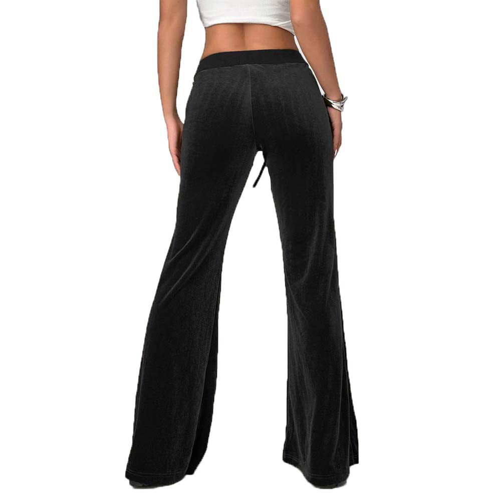 Custom Womens Velvet Wide Leg Trousers Drawstring Flattering Fit Spring Summer Style Perfect for Office Wear