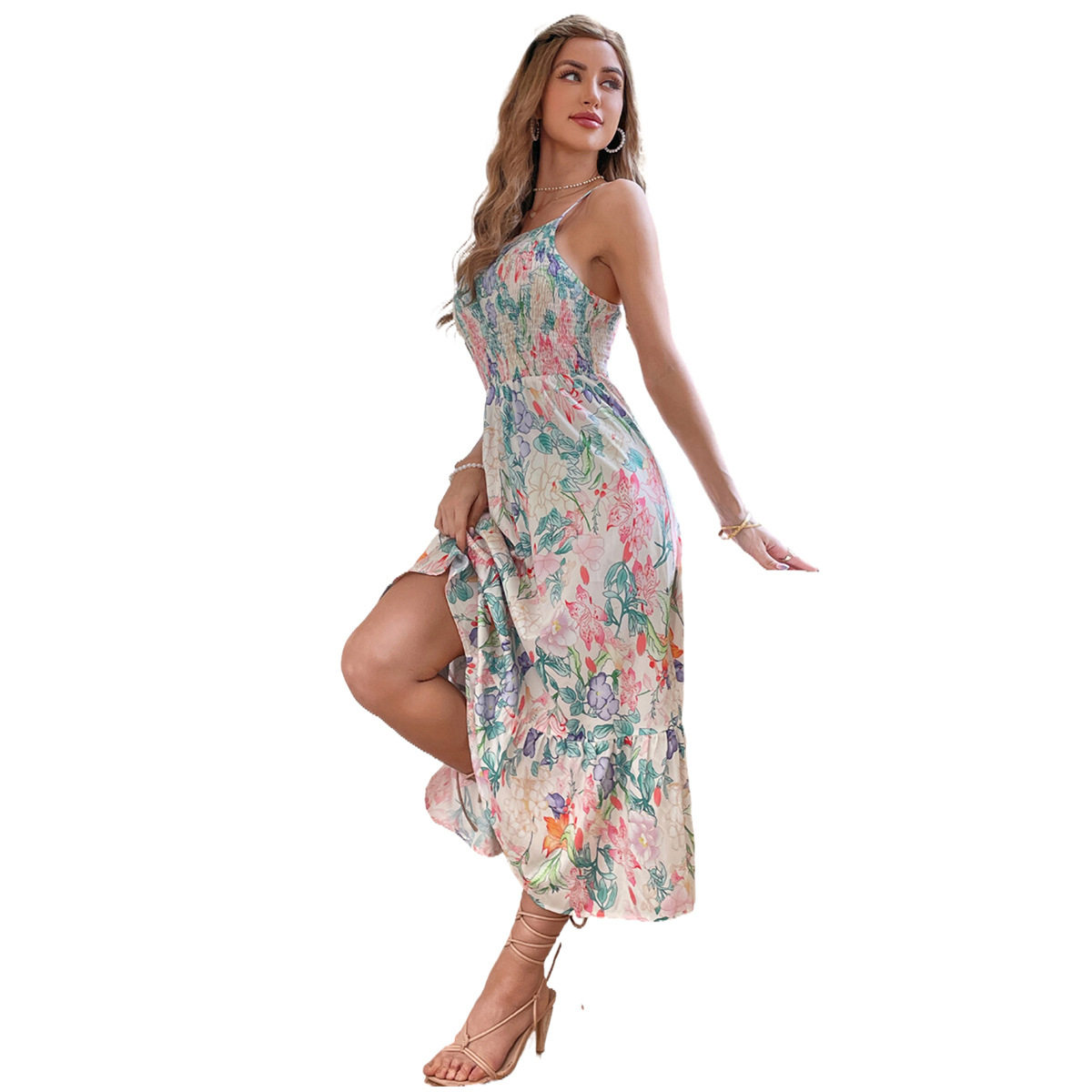 Floral Print Slip Dress Casual Style Elegant Vibe Lightweight Fabric Perfect for Summer Outings Wholesale Available