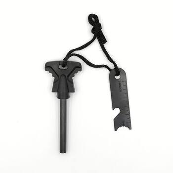 Outdoor Survival Bow Flint Belt Scraper Bottle Opener Survival Tool Magnesium Rod Solid Large Mountain Camping