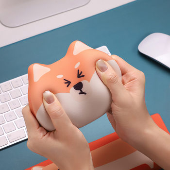 Cute Chai Dog Silicone Wrist Guard Mouse Pad Memory Foam Keyboard Hand Bracket Office Wrist Guard Oversized Mat Palmrest