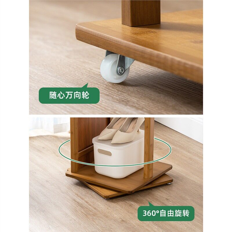 Multifunctional Full-Length Mirror, Floor-To-Ceiling Mirror, Household Mobile Large Mirror, Fitting Mirror, Solid Wood Rotating Coat Mirror