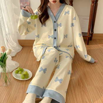 Spring and Autumn 40.00 kg-150.00 kg Large Size Pajamas Female Pregnant Women's Suit Summer Plus Weight Plus Size Fat MM200 Jin Moon Suit