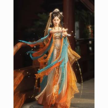 Exquisite Girl Style Dream of Dunhuang Authentic Western Region Flying Dance Costume Dunhuang Embroidery Hanfu Exotic Spring and Summer Hanfu