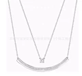 Double layer smile row diamond white gold necklace