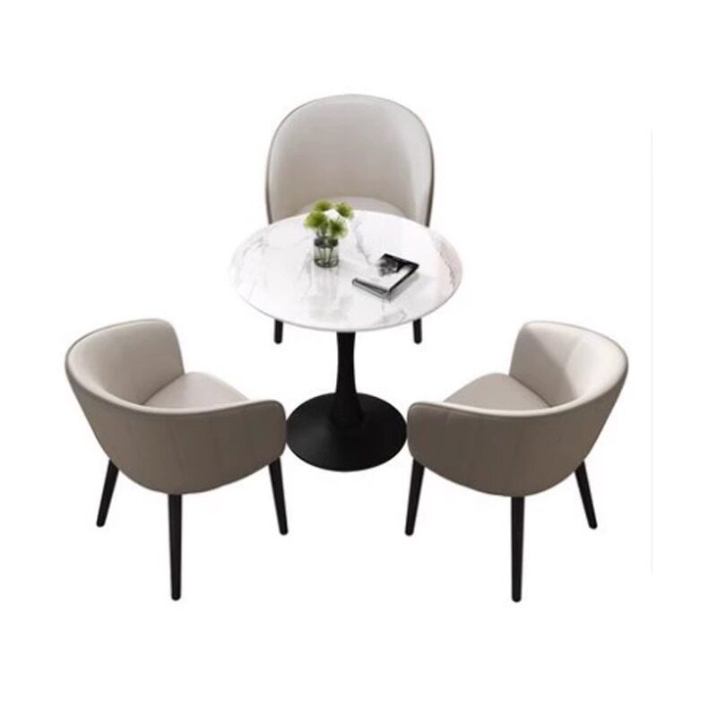 轻奢北欧岩板洽谈小圆桌子售楼处商务休闲奶茶店阳台接待桌椅组合