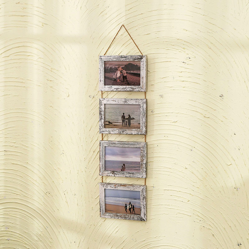 Amazon Hot Wall Hanging Photo Frame Quadruple Five Hanging 5 Inch 6 Inch 7 Inch Decorative Solid Wood Photo Frame Wall Hanging Photo Frame