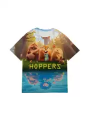 Cross-Border Best-Selling Cartoon Animation Print Hoppers Beaver Transformation Plan Lizard Kidsren's T-Shirt for Boys and Girls