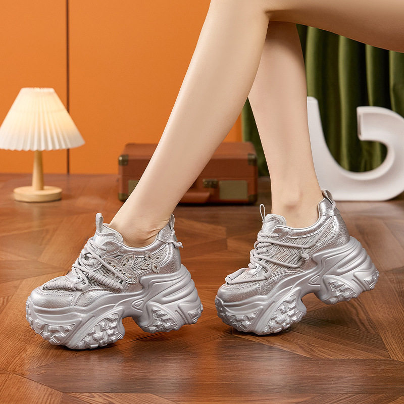 Sandal cao gót nữ hở mũi đế xuồng gót siêu cao 8 cm, phong cách thể thao lưới thoáng khí — Trắng, Bạc