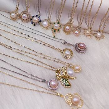 Natural Freshwater Pearl Sweet Necklace High-grade Super Flash Micro Zircon Clavicle Chain Fashion Copper Plated Gold Necklace Chain