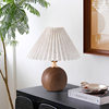 Pleated Table Lamp Ins Nordic Ceramic Bedroom Bedside Lamp Warm and Romantic Simple Ins Style Girl's Heart High-end Retro