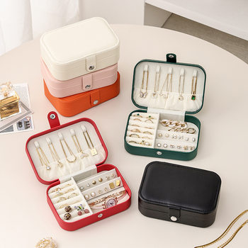 Jewelry Box Jewelry Storage Box PU Leather Double Earrings Ring Jewelry Box Portable Jewelry Box Travel Amazon