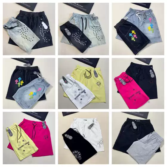 26Ss Cross-Border Ch High-End Version Summer New Fashion Embroidered Denim Shorts Unisex Actual Photos