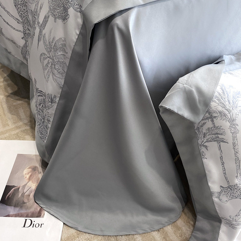 Class A Maternal and Infant Grade Ice Silk Four-piece Set Washed Silk Quilt Cover Tencel Bed Sheet Three-piece Set Summer Cool Quilt Bedding