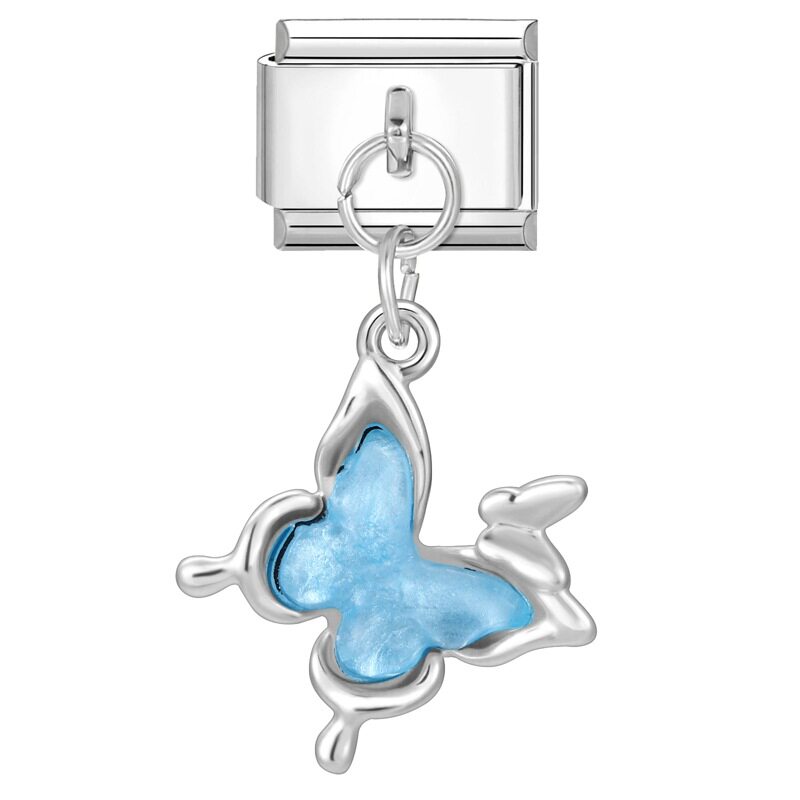 スチールボトムペンダント-ブルーバタフライ