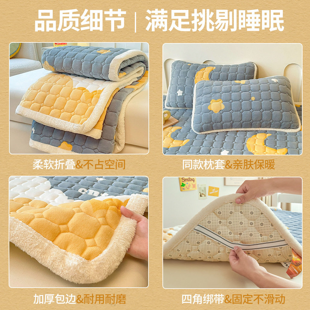 Winter Milk Fleece Mattress Cushion Class A Thickened Coral Fleece Mattress Dormitory Single Mattress Household Folding Mattress