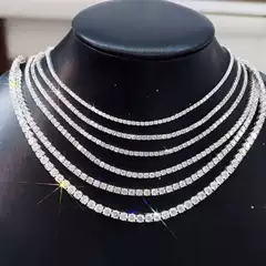 Cross-Border Popular Four-Prong S925 Sterling Silver 2Mm-6Mm Tennis Necklace Moissanite European and American Hip-Hop Style for Men and Women