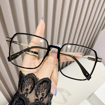 New Korean version of anti-blue light glasses frame fashion large frame square plain plain lens myopia finished glasses