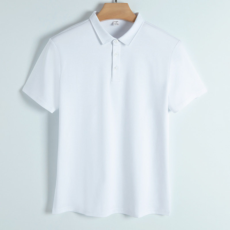 190g匹马棉高支丝光棉polo衫衬衫领商务休闲纯色短袖男polo衫男