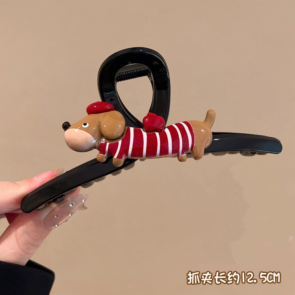 卡通动物狗狗猫咪抓夹高颜值五角星后脑勺盘发鲨鱼夹可爱发饰网红
