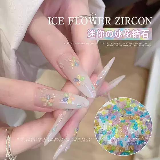 Mini Zircon Nail Art Rhinestones Mixed Color Ice Flower Super Shiny Small Pointed Bottom Crystal Shaped Rhinestones Nail Decorations Ins Style