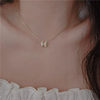 Niche Design Real Gold Electroplated Shell Zircon Letter H Necklace Earrings Women's High-end Light Luxury Necklace Clavicle Chain