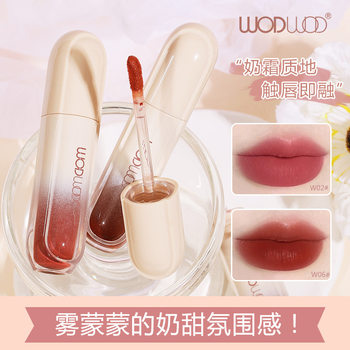 WODWOD Velvet Mist Light Cream Lip Glaze Mist Matte Low Saturation Pseudo Plain Student Parity Grey Pink Lipstick