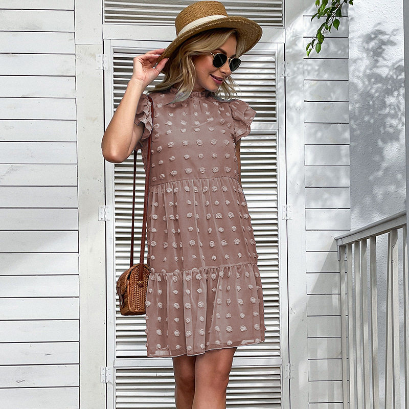 Blue Loose Floral Chiffon Dress Summer Fashion Comfortable Fit Elegant Style Wholesale Available