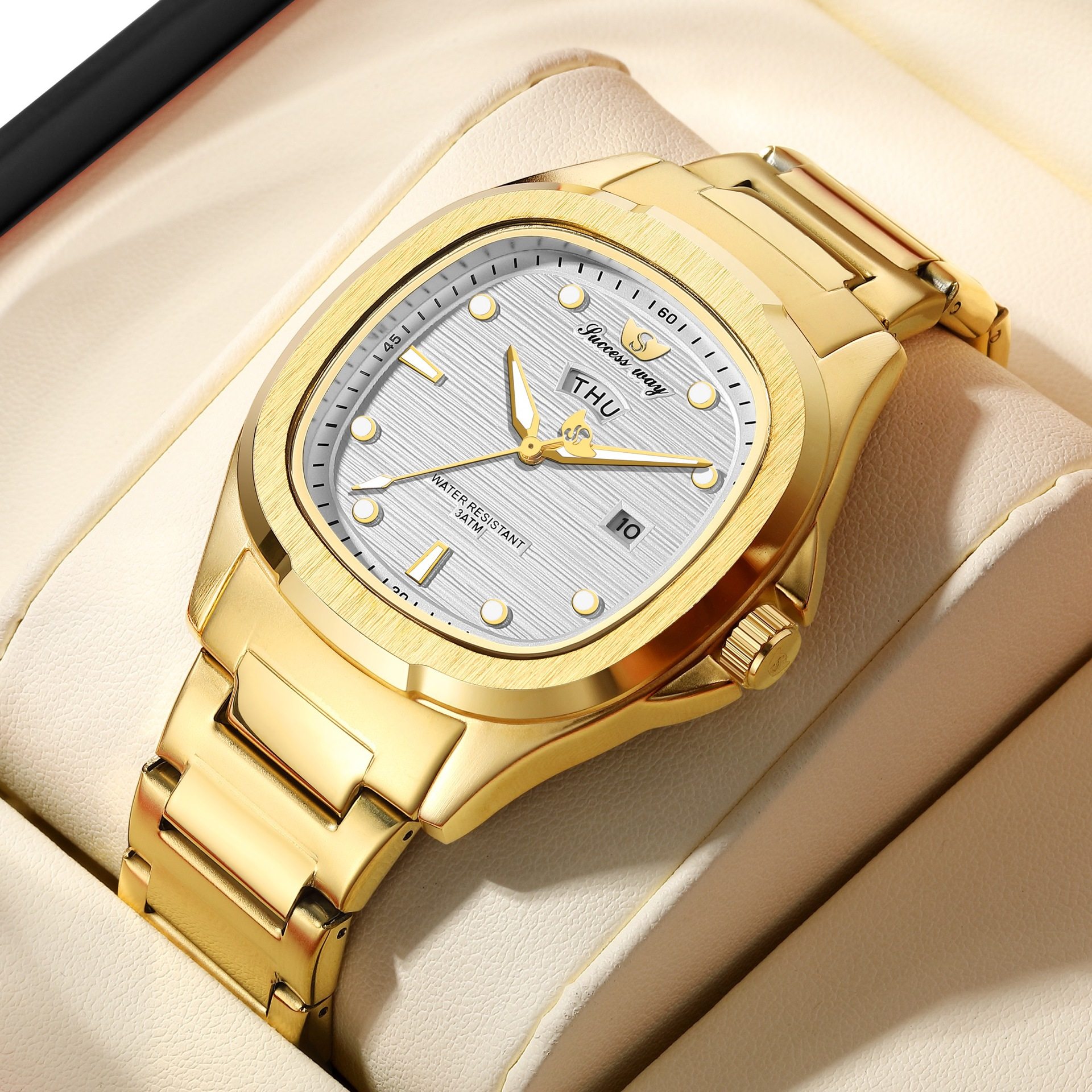 Cross-border Hot Selling Simple Business Men's Watch Brand SUCCESSWAY Fashion Waterproof High-end Light Luxury Watch