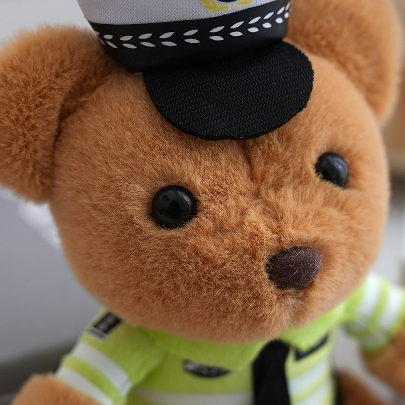 Internet Celebrity Police Bear Plush Doll Cute Fire Bear Doll Pendant Backpack Decoration Teddy Bear Keychain