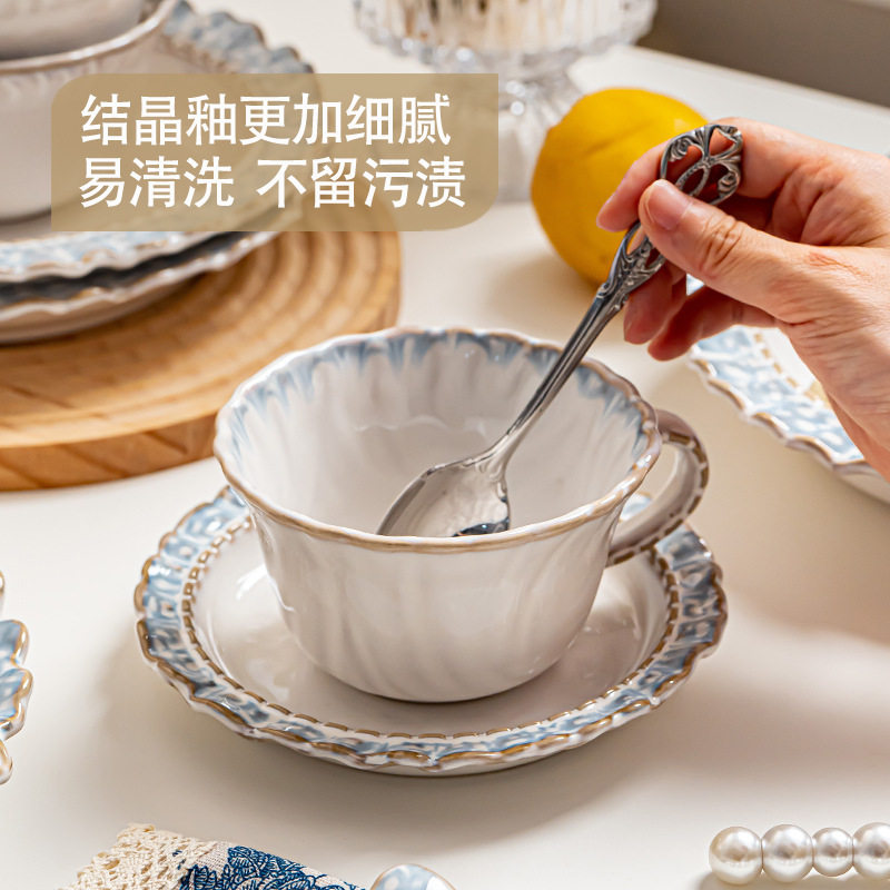 Underglaze Color Bowl Household Ceramic Tableware Set Bowl and Plate Combination Lanyan Dish Set Household Dish Plate Rice Bowl Wholesale