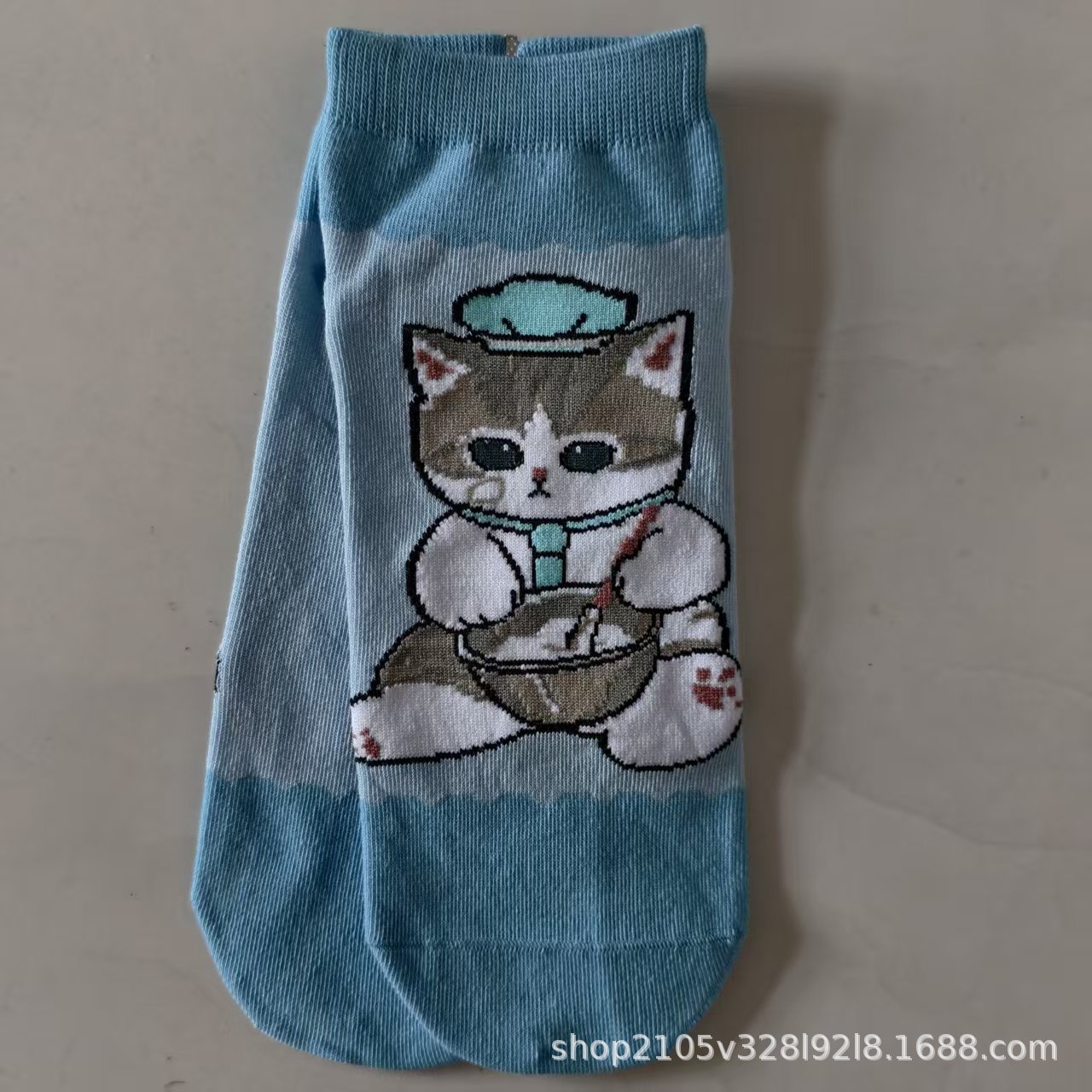 日单mofusand鲨鱼猫库存炸虾猫系列外贸出口女卡通棉袜短袜可爱袜