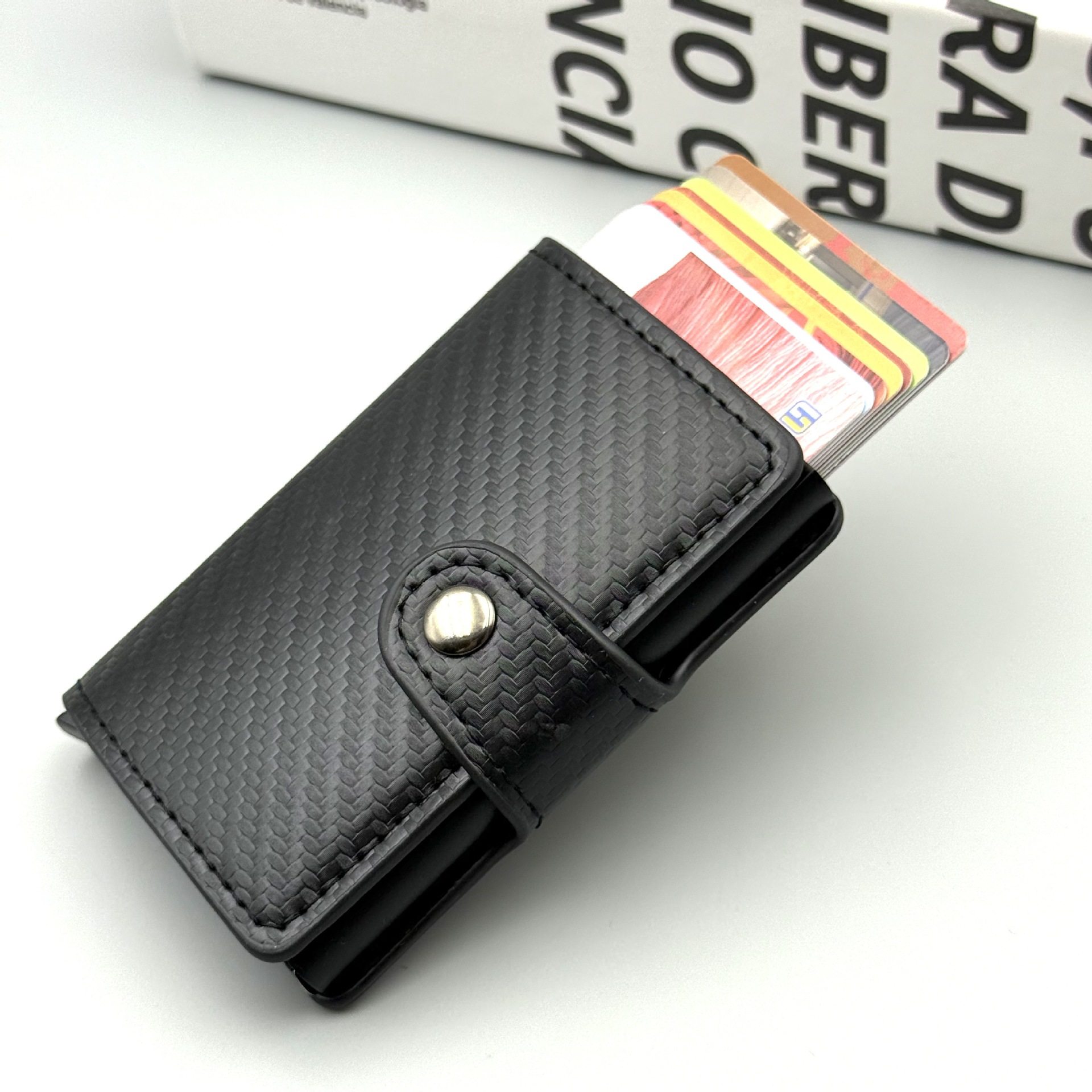 Cross-Border Popular Card Holder Anti-Theft Brushed Carbon Fiber Aluminum Alloy Card Box Credit Card Holder Amazon Best-Selling Men's Wallet