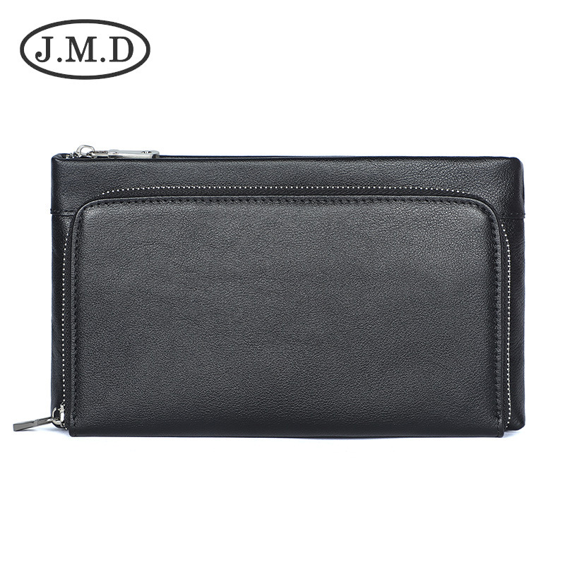Túi clutch nam da bò thật cao cấp cầm tay công sở — đen